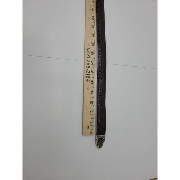 Vintage Brighton Brown Leather Weave Belt Women's Size M 32 - Picture 7 of 8